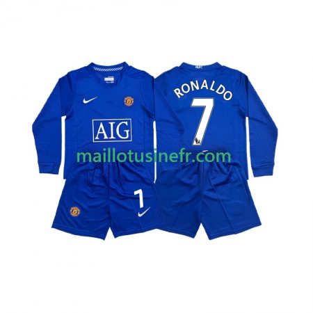 Maillot de Foot Manchester United Cristiano Ronaldo 7 2008 Extérieur Retro Manches Longues - Enfant